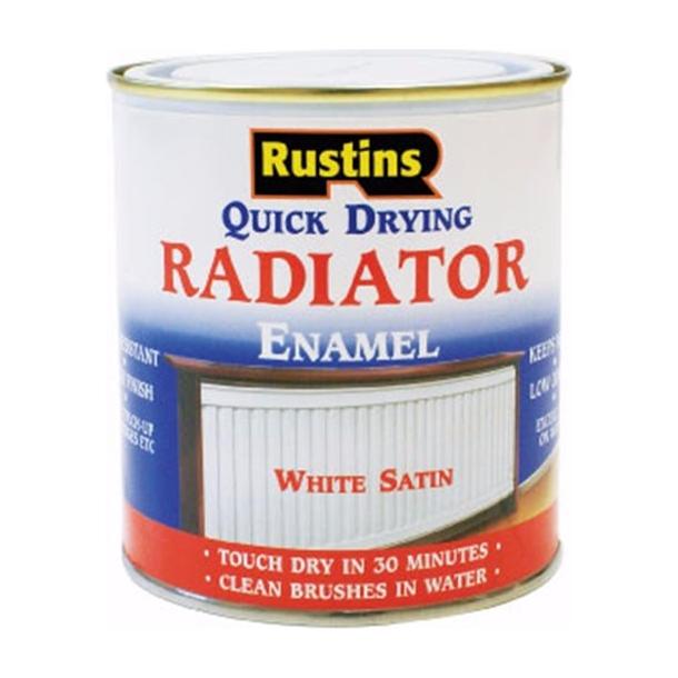 Rustins Quick Dry Radiator Paint - Enamel - White Datin | 250ml