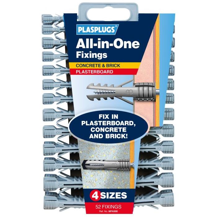 Plasplugs All-in-One Plasterboard Fixings - Pack of 52