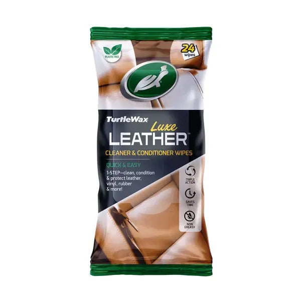 Turtlewax Luxe Leather Cleaner & Conditioner Wipes Pack of 24