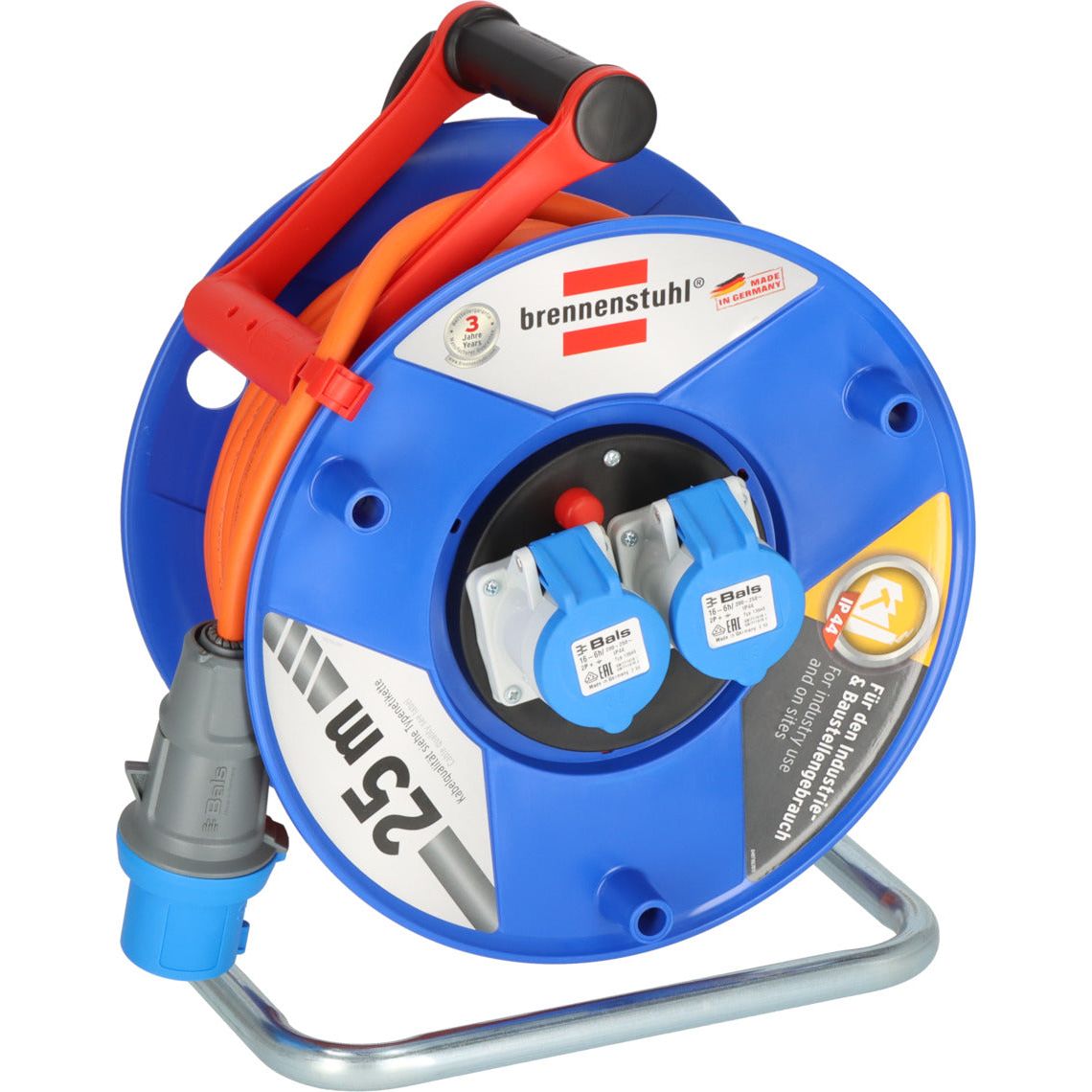 Brennenstuhl 25M Ext 1.5 220V 16A Blue Garant Site Cable Reel