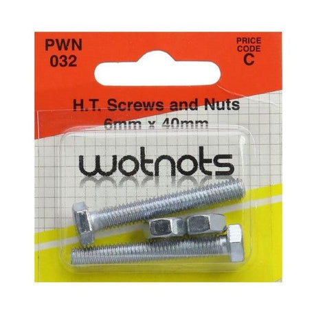 Wot-Nots H.T Set Screws & Nuts - M6 X 40mm