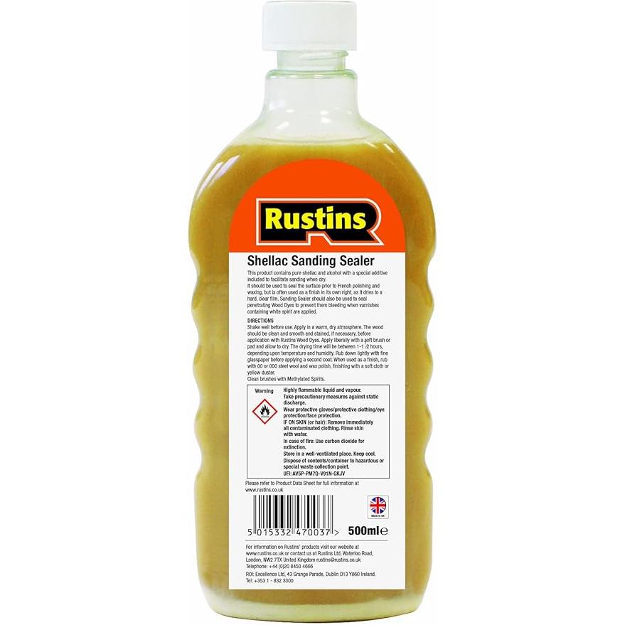 Rustins Shellac Sanding Sealer - 500ml