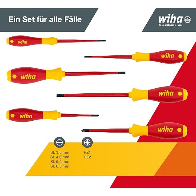 Wiha 6 Piece Slimfix VDE Screwdriver Set