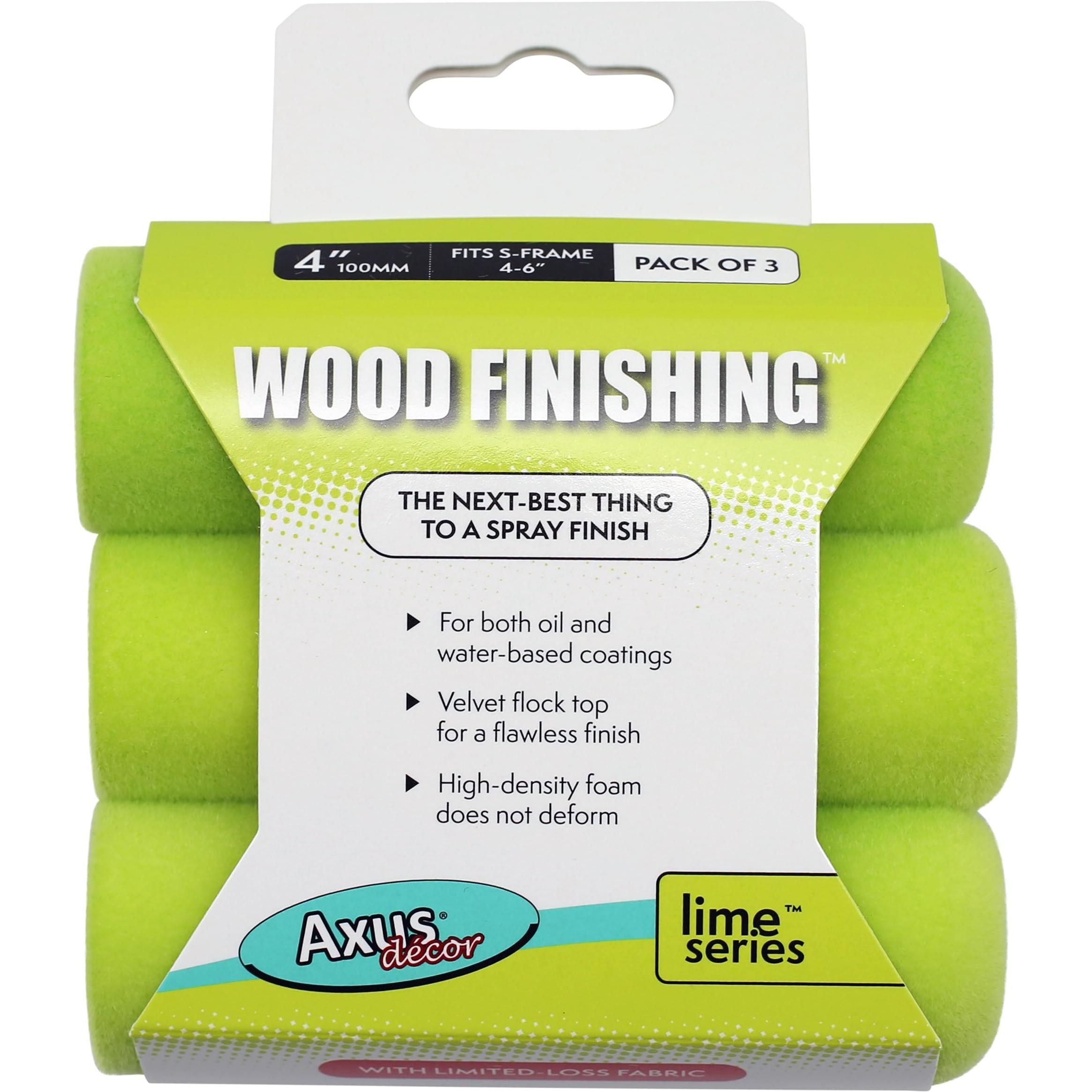 Axus Decor Lime Series Wood Finishing Mini Roller Sleeves 4" | 3 Pack