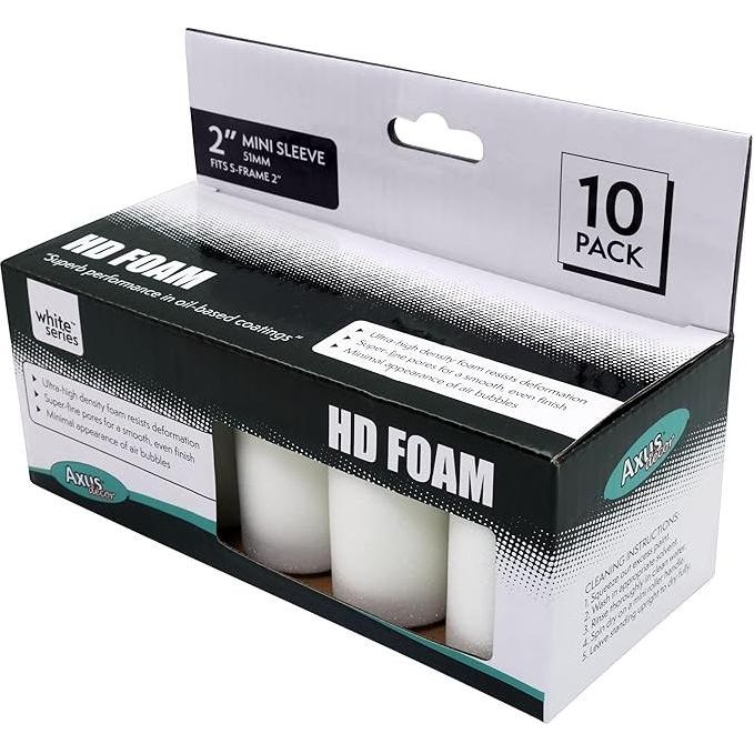 Axus Decor White Series HD Foam 2" Mini Roller Kit - 10 Pack