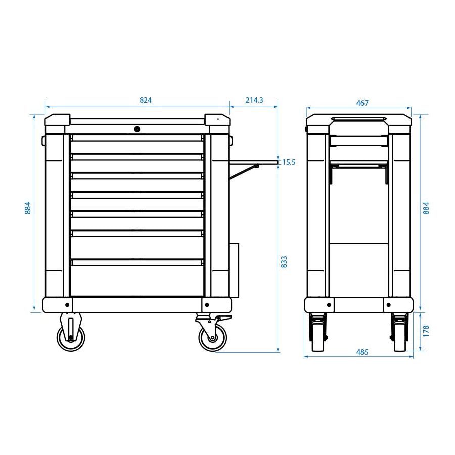 King Tony 87G31-7B-BK Tool Trolley 7 Drawer