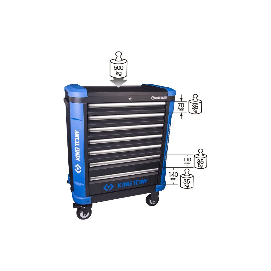 King Tony 87G31-7B-BK Tool Trolley 7 Drawer