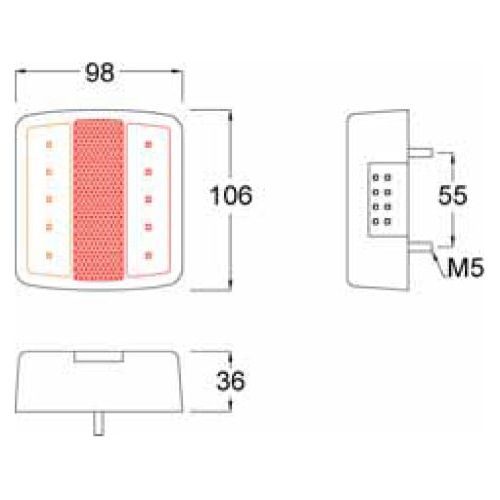 Maypole 12V Led Square Combination Lamp