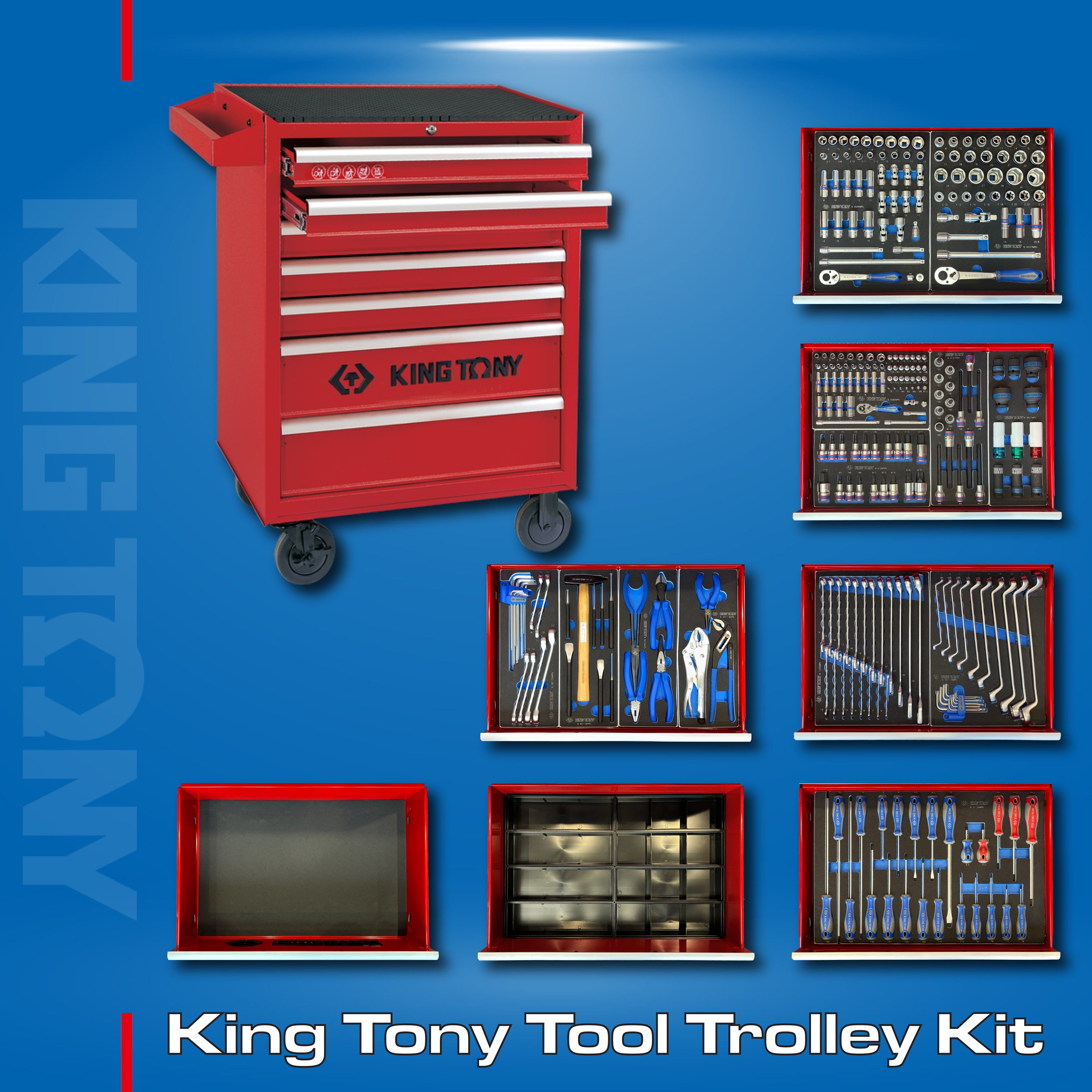 King Tony Mechanics 7 Drawer Tool Trolley Kit