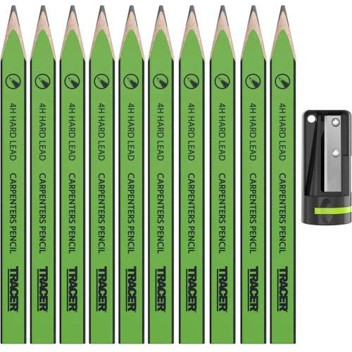 Tracer ACP1 4H Carpenters Pencils With Sharpener - 10 Pack