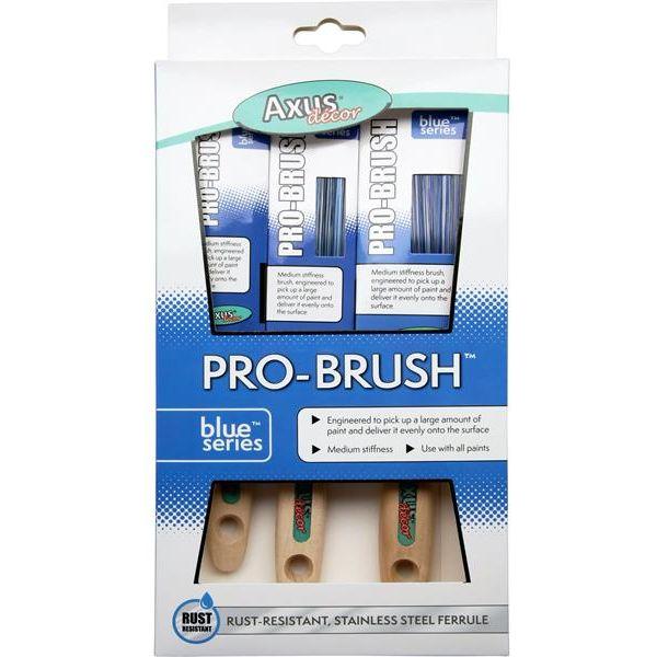 Axus Decor Blue Pro-Brush 3 Piece Paint Brush Set