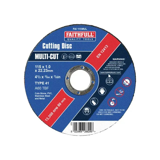 Faithfull 115mm 4.5in Multi-Cut Discs - Tin of 10