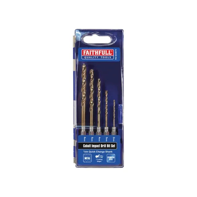 Faithfull 5 Piece Quick Change HSS Cobalt Impact Drill Bit Set