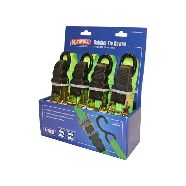 Faithfull Ratchet Tie Down Set - 4 Piece