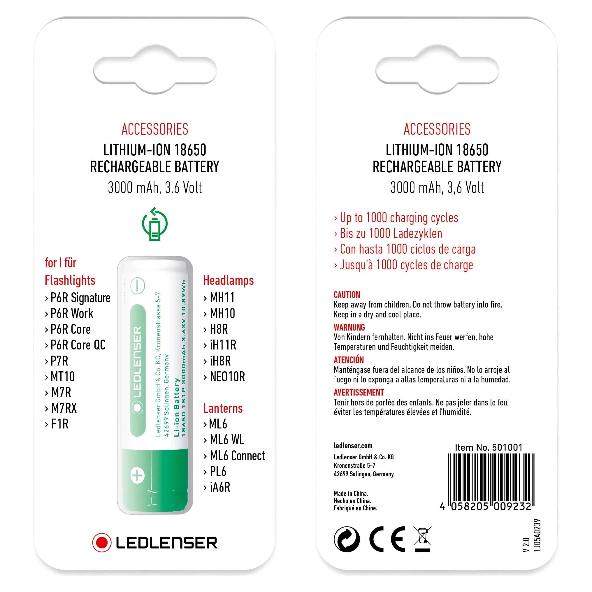 Ledlenser 18650 Li-Ion MH10/MT10 Rechargeable Battery