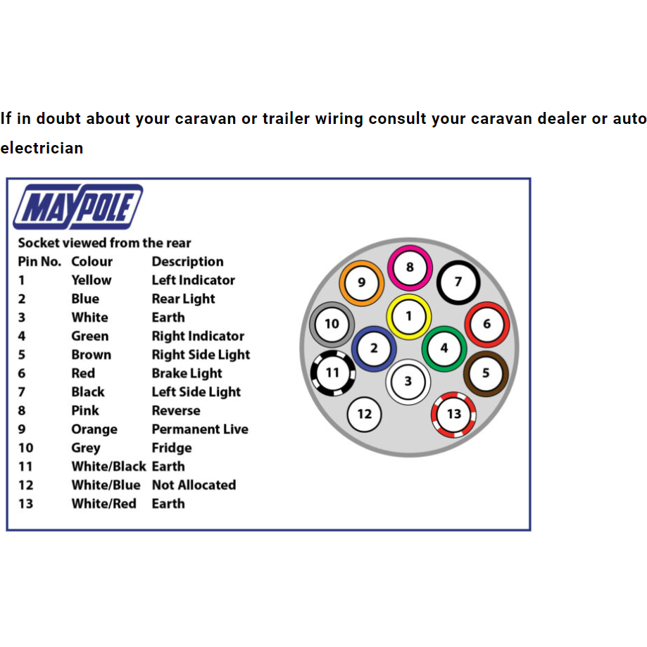 Maypole MP128 12V 13 Pin Plastic Plug