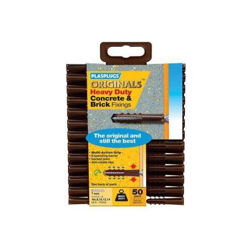 Plasplugs Original Regular Duty Fixings - Pack of 50