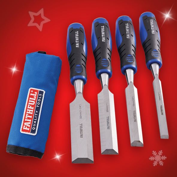 Faithfull Soft Grip Chisel Set in Roll - 4 Piece