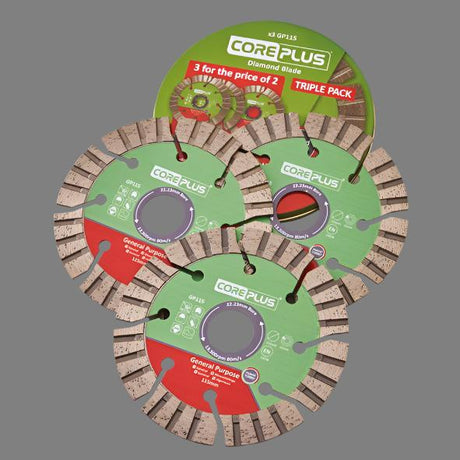 CorePlus Hybrid 115mm Turbo Diamond Blade Triple Pack