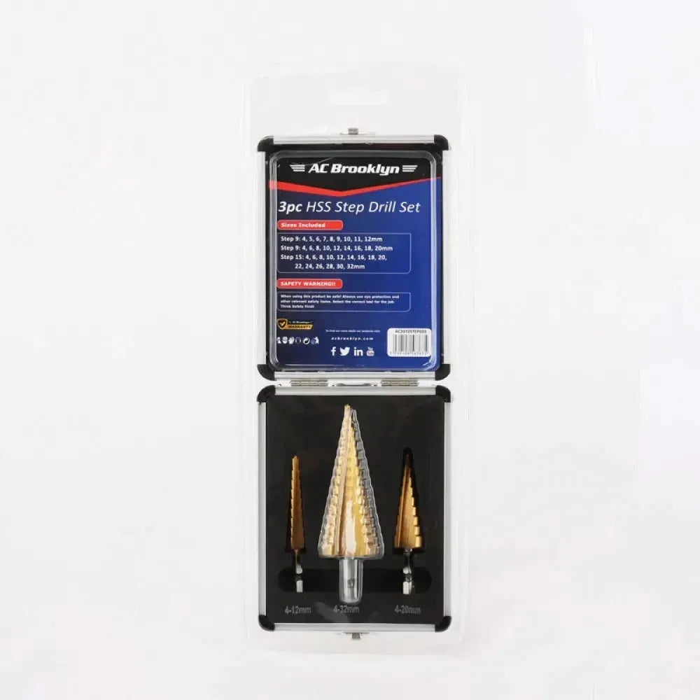 AC Brooklyn 3pc Step Drill Set Large Aluminium Case