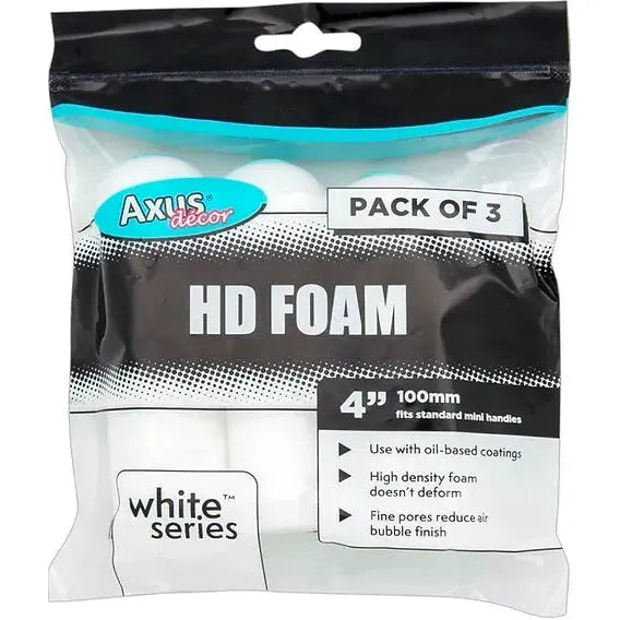 Axus Decor White Series HD Foam 4" Mini Roller Kit - 3 Pack