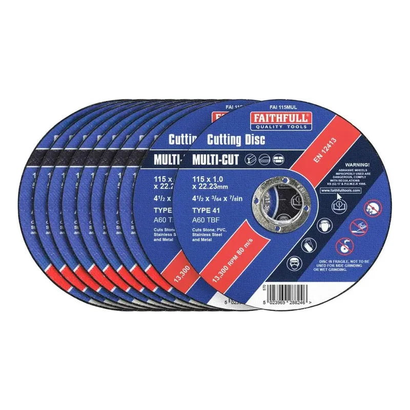 Faithfull 115mm 4.5in Multi-Cut Discs - Tin of 10