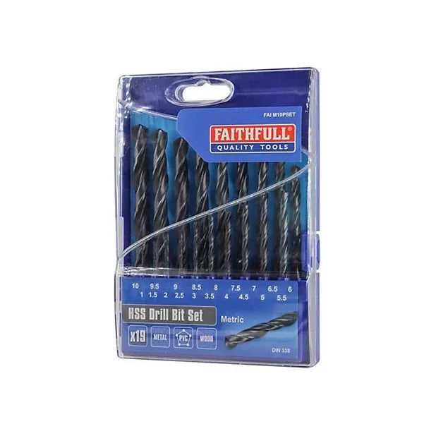 Faithfull 19 Piece HSS Jobber Drill Bit Set