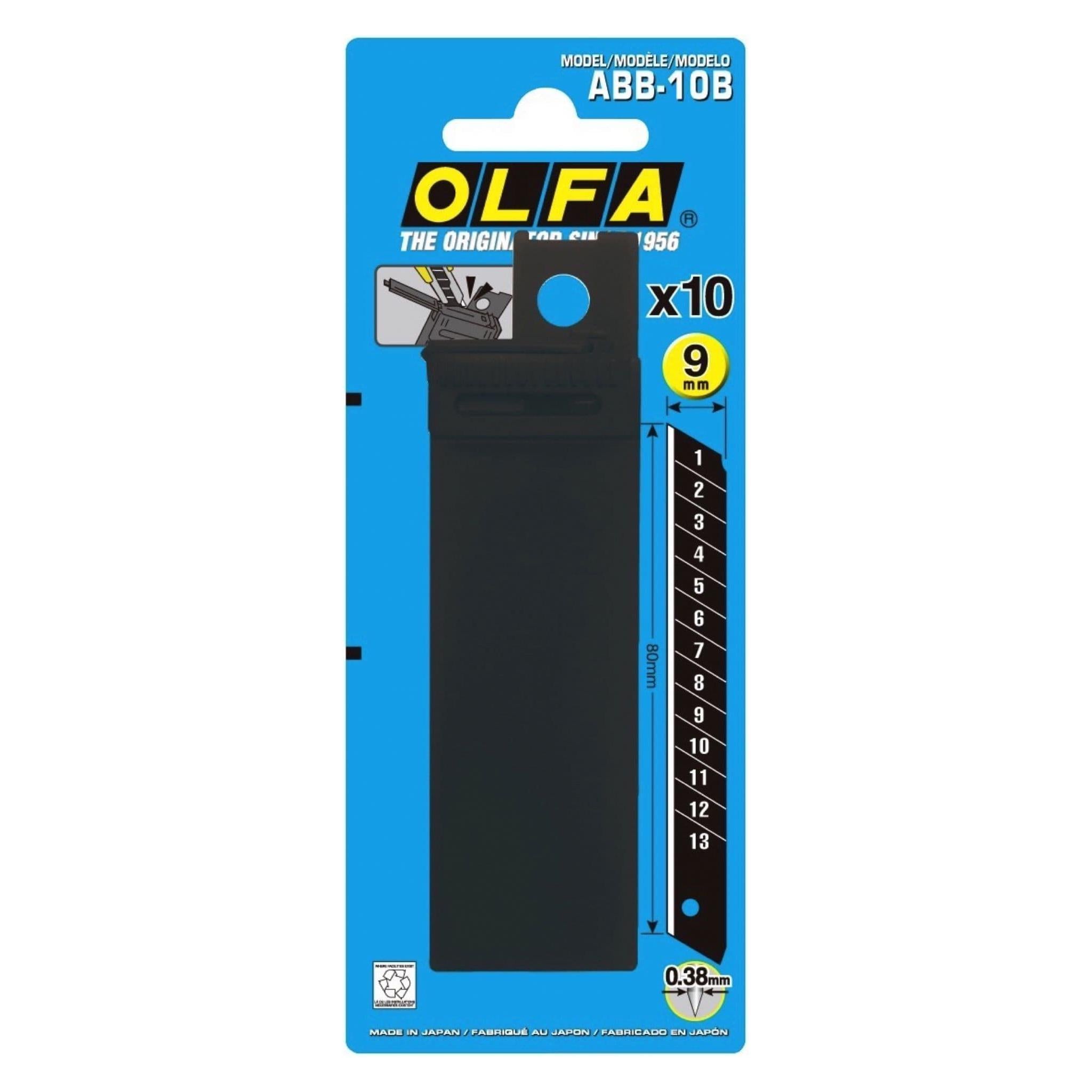 Olfa 9mm Excel Black 10 Spare Blades- Blister Packed