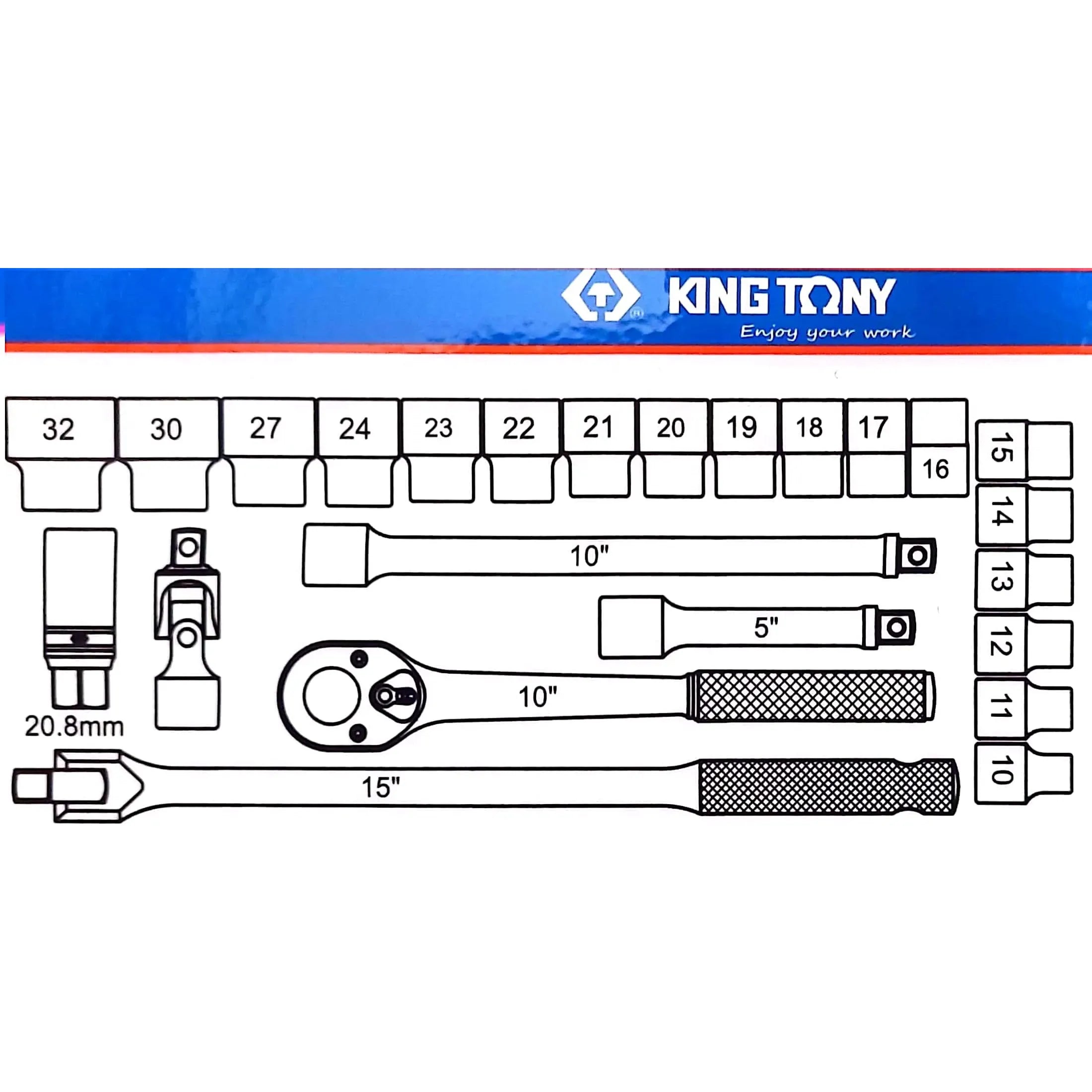 King Tony 4032MR Socket Set  1/2" Drive - 24 Piece | 6-32mm