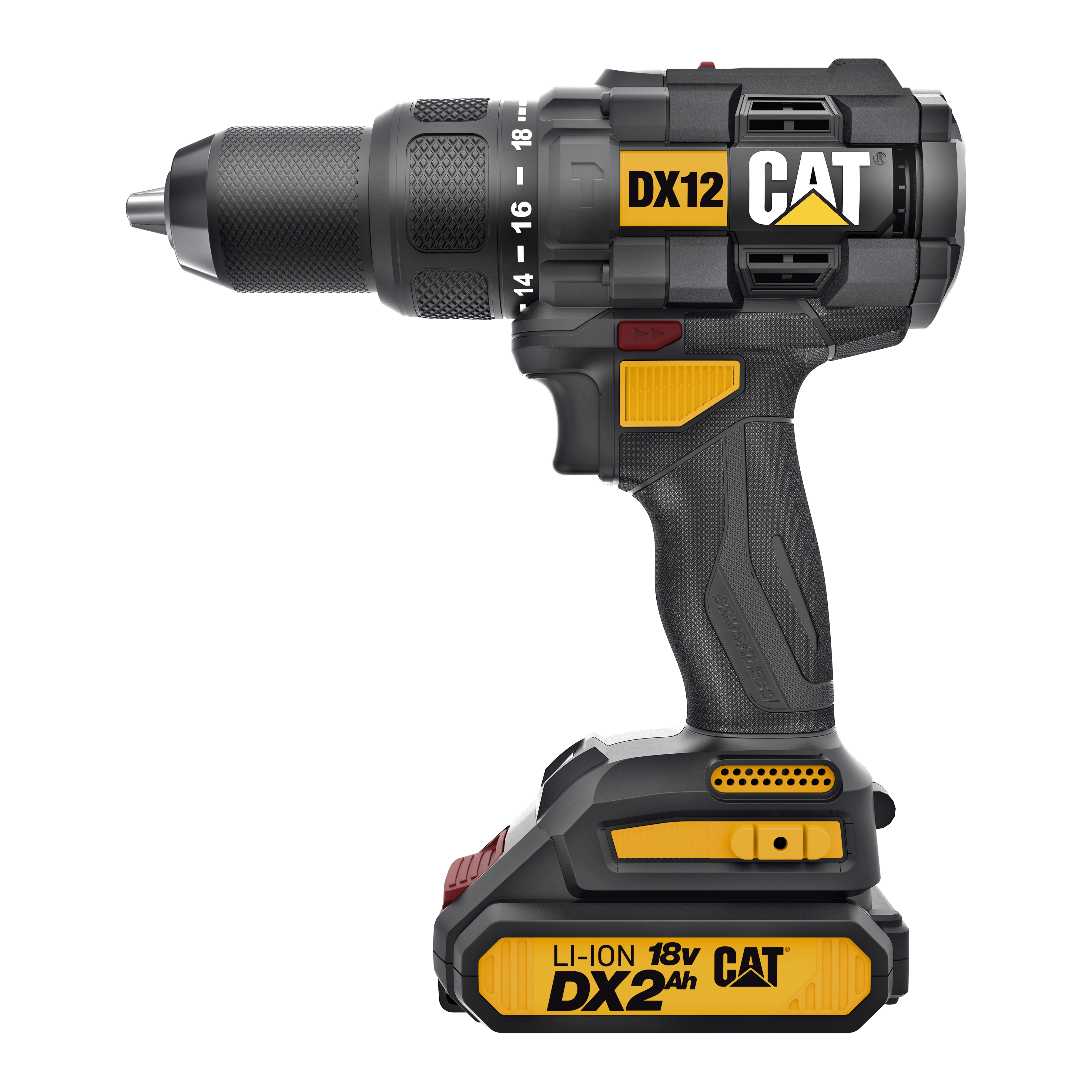 CAT DX12 18V BL Combi Drill 2 x 2.0Ah Li-ion Batteries