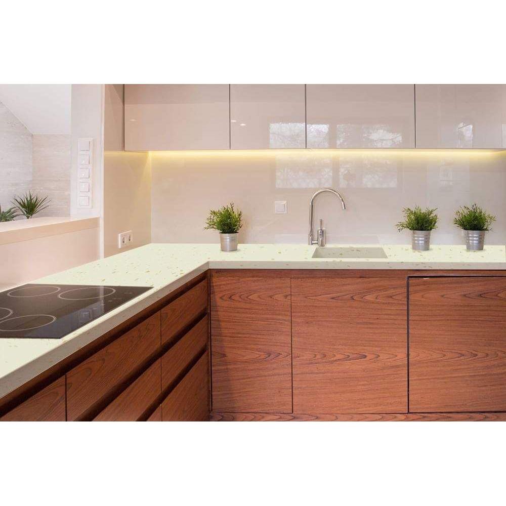 Kitchen countertop painted with Beyond Paint Cabinet & Furniture Paint Off White